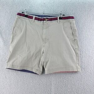 Vineyard Vines Men 34 Khaki Shorts Classic Fit Red White Blue Trim Casual Preppy